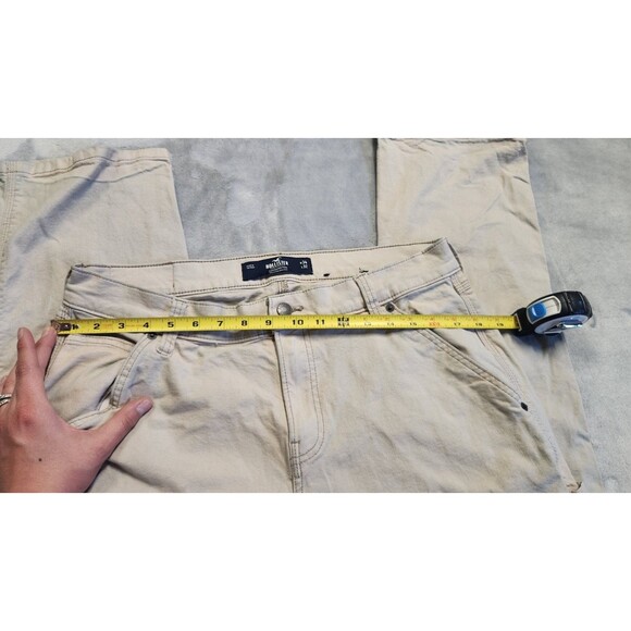 Hollister Baggy Y2K Cream Men’s 34x32 Solid Workwear Carpenter Pants - Picture 7 of 9